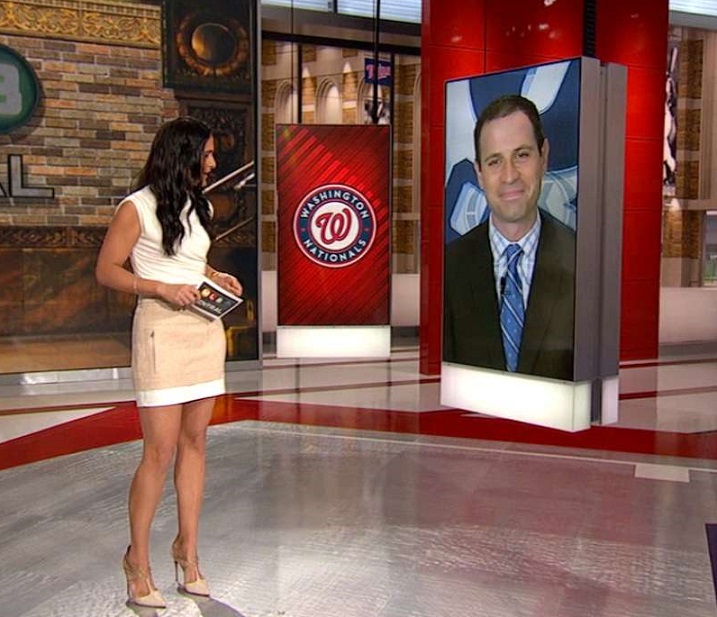 Lauren Shehadi MLB Network brunette hot pretty legs sportscaster in studio....